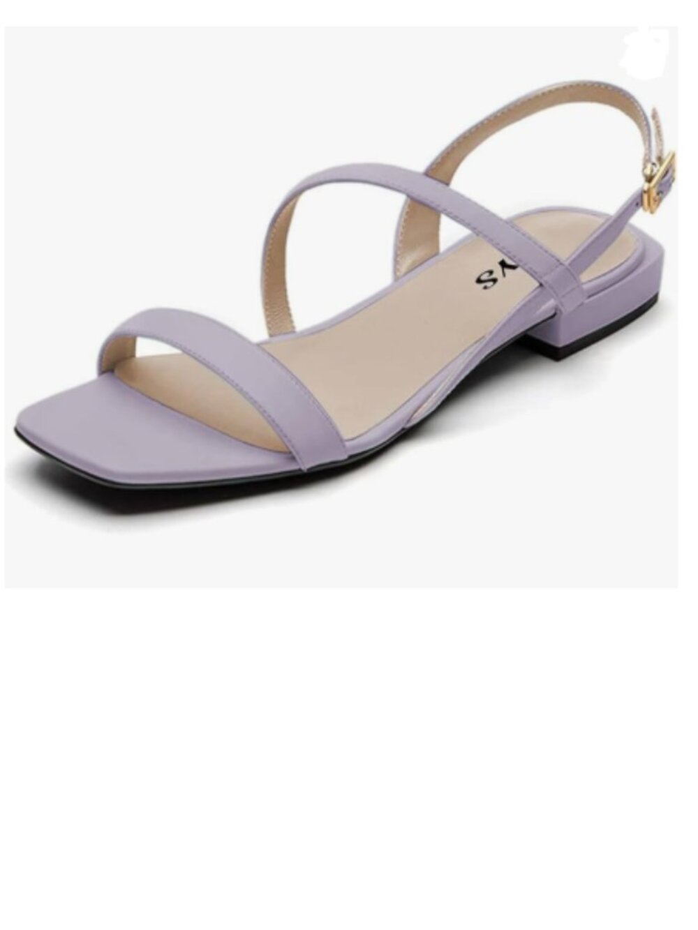 FYS Purple Square Open Toe Sandals Low Heel Strappy Slingbacks Comfy Summer Shoe